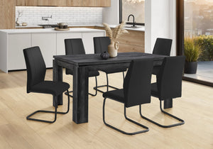 English Elm Dining 60" Rectangular Black Reclaimed Look Dining Table for 6 — Thick Block Legs, Modern MDF Finish B2710P286988