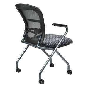 OSP Home Furnishings Deluxe Folding Nesting Armchair with Mesh Back Lumbar Support for Conference Spaces 84440-K108