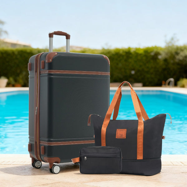 English Elm Hardshell Abs Suitcase Set with Tsa Lock Spinner Wheels Expandable 28 Inch Travel Black N732P193485B