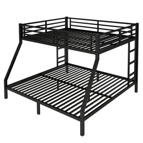 English Elm Metal Queen Over King Bunk Bed – Heavy-Duty, Space-Saving Design For Teens & Adults, Black Finish W1580S00072