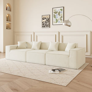 English Elm Modular L-Shaped Sectional Sofa - Reversible Chaise, Soft Corduroy Fabric, Space-Saving Comfort W1765S00107