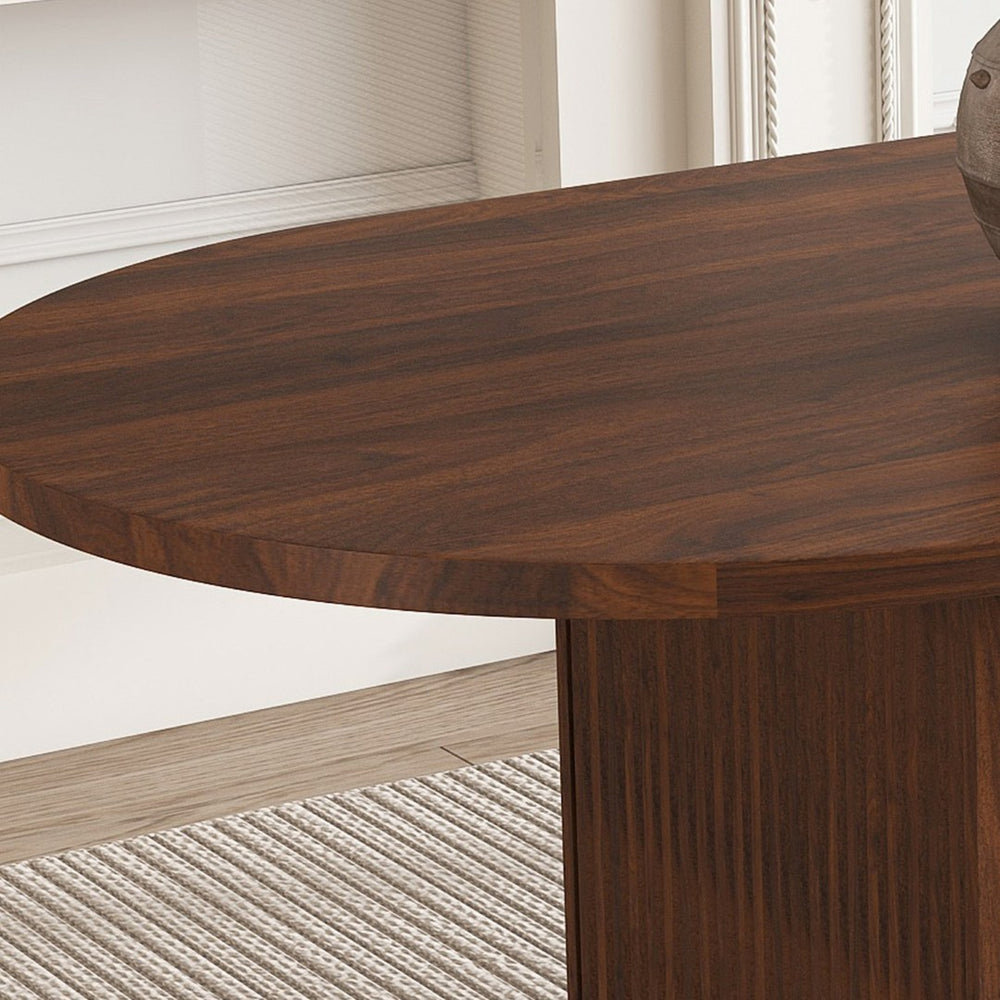 English Elm 62.9 Inch Oval Walnut Veneer Dining Table Seats 6 Modern Farmhouse Scratch Resistant W2700P405261