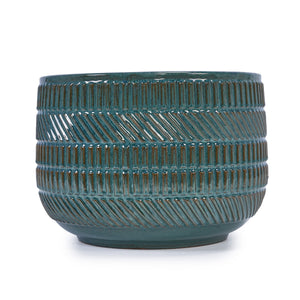 English Elm 3 Pieces Ceramic Flowerpot Set - Handcrafted Antique Navy Blue Planters For Garden, Patio & Home W3273P322001