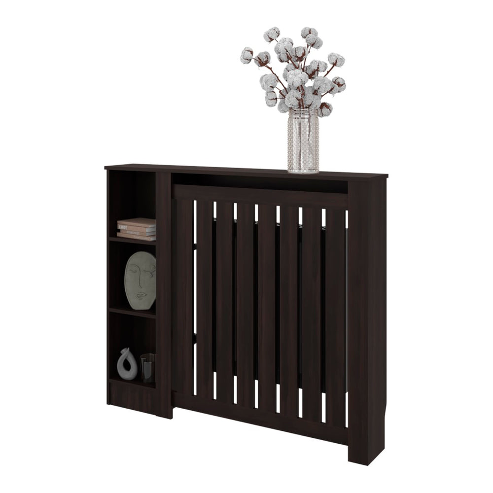 English Elm Radiator Cover Cabinet with Three Open Shelves White Finish Modern Living Room B097P369460
