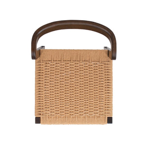 English Elm Jennifer Taylor Home - Capri Handcrafted Oak Dining Chair with Curved Back and Woven Natural Fiber Seat, Sculptural Elegance Dark Brown B2719P395562