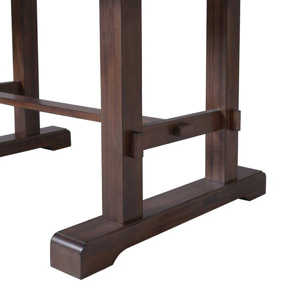 English Elm 60"-78" Extendable Dining Table with Removable Leaf, Solid Wood Farmhouse Kitchen Table for 4-8 Guests, Durable Finish and Easy Care Guidance Cherry N752P271802C