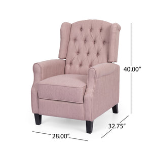English Elm Christopher Knight Home® - 28" 28" Wide Manual Wing Chair Recliner Light Pink Fabric Push-Back Tufted Diamond Stitch Cozy Elegance 68629.00LBLSH