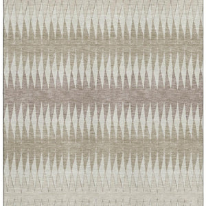 HomeRoots 8' X 10' Striped Area Rug in Taupe, Ivory & Beige - Washable, UV Protected, Perfect for Busy Homes! 669004