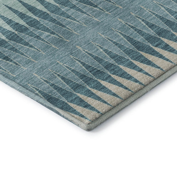 HomeRoots 10' Coastal-Inspired Teal & Beige Striped Washable Area Rug with UV Protection for High Traffic Areas 669012