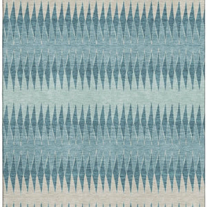 HomeRoots 10' Coastal-Inspired Teal & Beige Striped Washable Area Rug with UV Protection for High Traffic Areas 669012