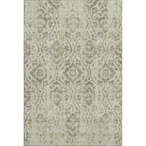 HomeRoots 5' X 8' Artichoke Green Floral Area Rug - Washable, UV-Protected & Stain-Resistant for Homes 669014