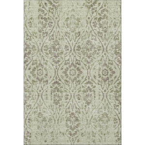 HomeRoots 5' X 8' Artichoke Green Floral Area Rug - Washable, UV-Protected & Stain-Resistant for Homes 669014