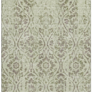 HomeRoots 8' X 10' Artichoke Green Floral Area Rug - Washable, UV Protected, Durable, Stain Resistant Design 669016