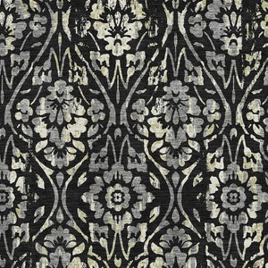 HomeRoots 9' X 12' Elegant Floral Area Rug in Black, Gray, and Beige – Washable, UV-Protected, Stain-Resistant 669029
