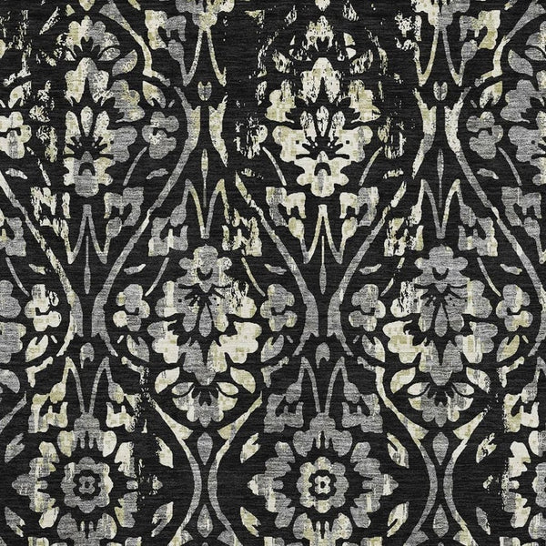 HomeRoots 10' Stunning Black, Gray & Beige Floral Area Rug - Washable, UV-Protected for Stylish Durability! 669030