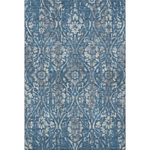 HomeRoots 10' X 14' Blue and Gray Floral Area Rug - Washable, UV Protected, Stain-Resistant for Busy Homes 669036