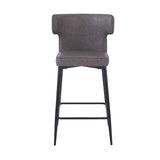 Christopher Knight Home® - Noble House - - 28Inch Counter Height Bar Stools Set Of 2, Modern Bar Upholstered Chairs With Pu Leather, Metal Footrest And Frame For Kitchen Island, Bar Table, Dining Room, Gray