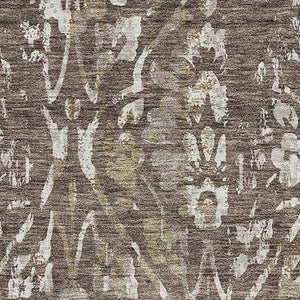 HomeRoots 5' X 8' Brown and Beige Floral Area Rug - Washable, Stain-Resistant, UV Protected for Daily Use 669038