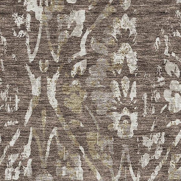 HomeRoots 5' X 8' Brown and Beige Floral Area Rug - Washable, Stain-Resistant, UV Protected for Daily Use 669038