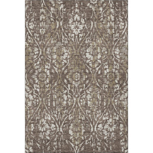 HomeRoots 5' X 8' Brown and Beige Floral Area Rug - Washable, Stain-Resistant, UV Protected for Daily Use 669038