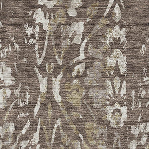 HomeRoots 8' X 10' Durable Brown & Beige Floral Area Rug - Washable, UV-Protected, Stain-Resistant Design! 669040