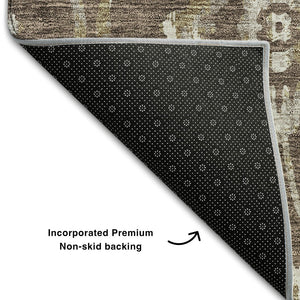 HomeRoots 10' Brown & Beige Floral Washable Area Rug with UV Protection - Perfect for Family Spaces & Pets! 669042