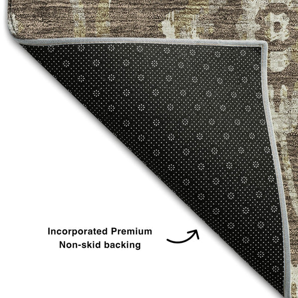 HomeRoots 10' Brown & Beige Floral Washable Area Rug with UV Protection - Perfect for Family Spaces & Pets! 669042