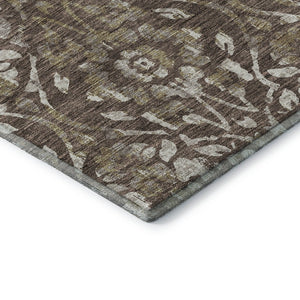 HomeRoots 10' Brown & Beige Floral Washable Area Rug with UV Protection - Perfect for Family Spaces & Pets! 669042
