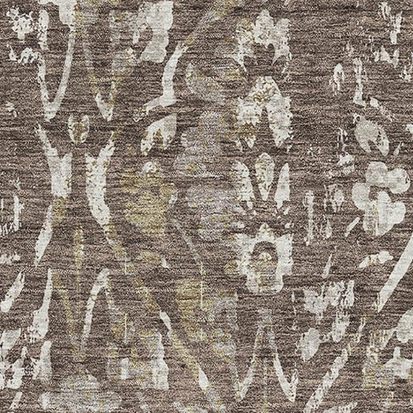 HomeRoots 10' Brown & Beige Floral Washable Area Rug with UV Protection - Perfect for Family Spaces & Pets! 669042