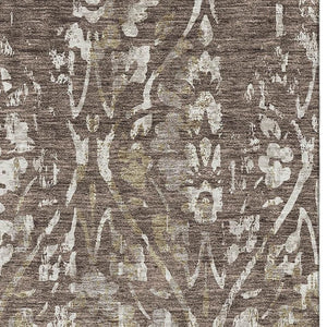 HomeRoots 10' Brown & Beige Floral Washable Area Rug with UV Protection - Perfect for Family Spaces & Pets! 669042