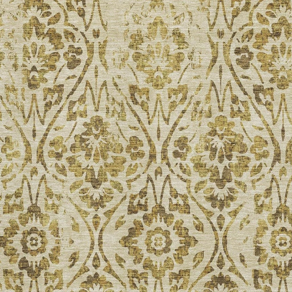 HomeRoots 5' X 8' Elegant Gold and Beige Floral Area Rug - Washable, UV-Protected for Stylish Durability 669044