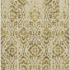 HomeRoots 5' X 8' Elegant Gold and Beige Floral Area Rug - Washable, UV-Protected for Stylish Durability 669044