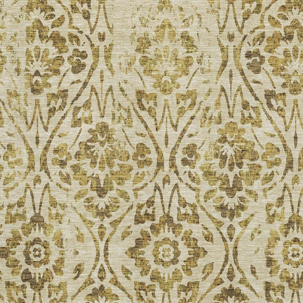 HomeRoots 8' X 10' Gold and Beige Floral Area Rug - Elegant, Washable, UV-Protected, Stain-Resistant Design 669046
