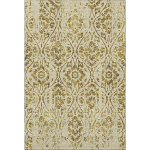HomeRoots 10' X 14' Gold And Beige Floral Area Rug with UV Protection - Washable, Stain-Resistant Luxury for Homes 669048