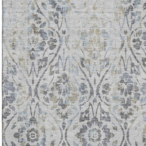 HomeRoots 8' X 10' Gray And Blue Floral Area Rug - Washable, UV-Protected, Perfect for High-Traffic Spaces! 669052