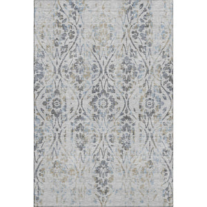 HomeRoots 10' Gray and Blue Floral Washable Area Rug - UV Protected, Durable, Easy-Care Design for Large Spaces 669054