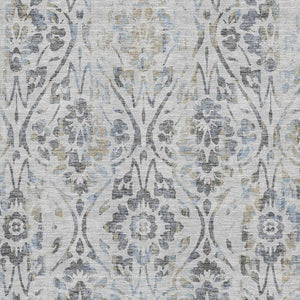 HomeRoots 10' Gray and Blue Floral Washable Area Rug - UV Protected, Durable, Easy-Care Design for Large Spaces 669054