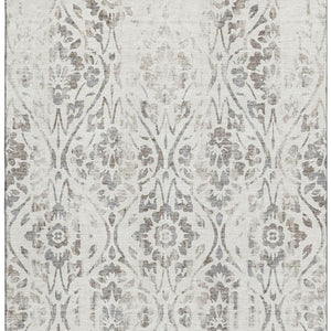 HomeRoots 5' X 8' Ivory And Beige Floral Area Rug - Washable, UV Protected, Stain Resistant for Busy Homes 669056