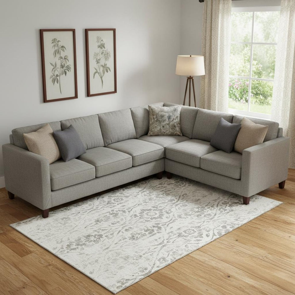 HomeRoots 8' X 10' Ivory and Beige Floral Washable Area Rug - Elegant, Durable, Stain Resistant with UV Protection 669058