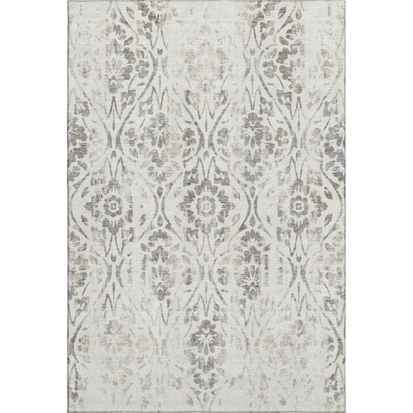 HomeRoots 9' X 12' Ivory and Beige Floral Washable Area Rug – Durable, Stain-Resistant, UV-Protected Elegance 669059