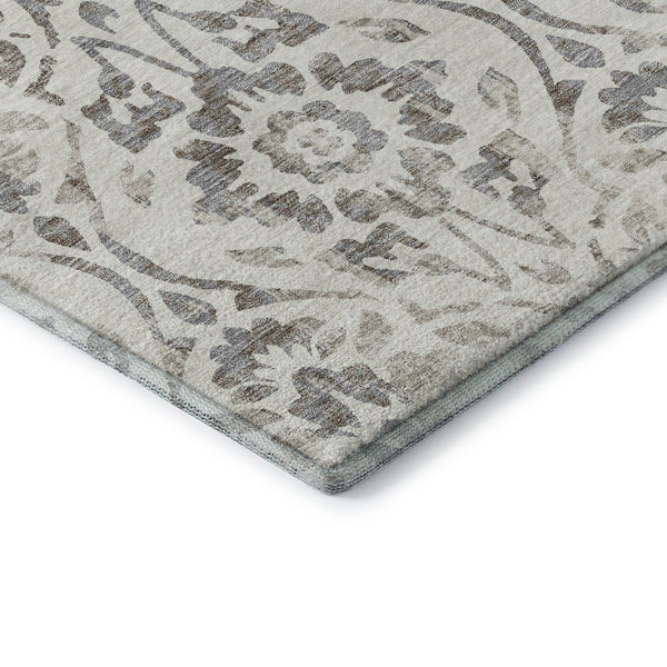 HomeRoots 9' X 12' Ivory and Beige Floral Washable Area Rug – Durable, Stain-Resistant, UV-Protected Elegance 669059