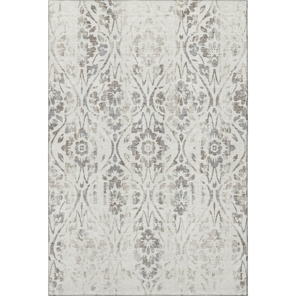 HomeRoots 9' X 12' Ivory and Beige Floral Washable Area Rug – Durable, Stain-Resistant, UV-Protected Elegance 669059