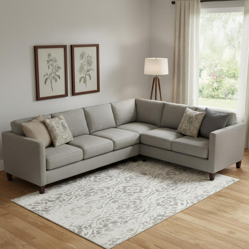 HomeRoots 10' Ivory & Beige Floral Washable Area Rug - Durable, Stain-Resistant with UV Protection for Homes 669060