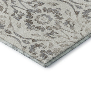 HomeRoots 10' Ivory & Beige Floral Washable Area Rug - Durable, Stain-Resistant with UV Protection for Homes 669060