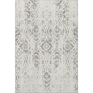 HomeRoots 10' Ivory & Beige Floral Washable Area Rug - Durable, Stain-Resistant with UV Protection for Homes 669060