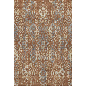 HomeRoots 5' X 8' Floral Area Rug in Rust and Gray - Washable, UV-Protected, Stain-Resistant, Durable Design 669062