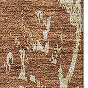 HomeRoots 8' X 10' Washable Floral Area Rug in Rust & Gray - Stain Resistant, UV Protected, Ideal for Families 669064