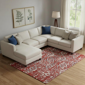 HomeRoots 10' Red and Gray Floral Area Rug - Washable, Stain-Resistant, UV Protected for Stylish Living Spaces 669072
