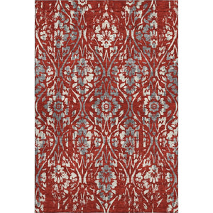 HomeRoots 10' Red and Gray Floral Area Rug - Washable, Stain-Resistant, UV Protected for Stylish Living Spaces 669072