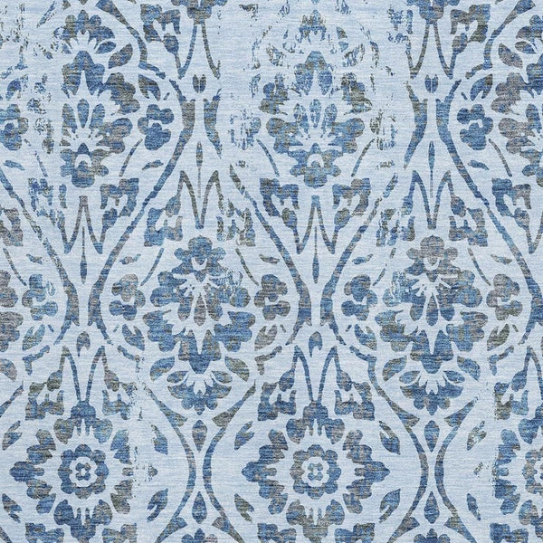 HomeRoots 5' X 8' Sky Blue Floral Washable Area Rug with UV Protection - Stylish, Durable & Easy to Clean! 669074